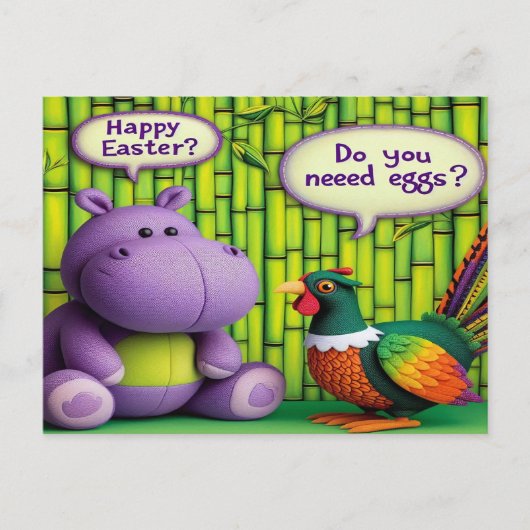 Hippo's Easter Greeting: Egg Delivery シーズンポストカード (正面)