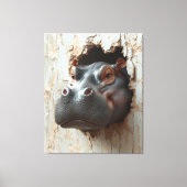 Hippo's Grand Entrance - 3D効果壁アート キャンバスプリント (正面)