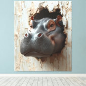 Hippo's Grand Entrance - 3D効果壁アート キャンバスプリント (インサイチュ (ウッドフロア))