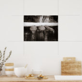 Hippos Resting in Water Black and White Wildlife ポスター (キッチン)