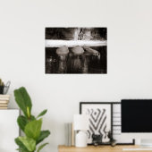 Hippos Resting in Water Black and White Wildlife ポスター (ホームオフィス)