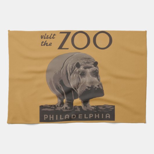 Hippotamusヴィンテージhippo zoo poster wpa キッチンタオル (横)