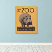 Hippotamusヴィンテージhippo zoo poster wpa キャンバスプリント (インサイチュ (ウッドフロア))