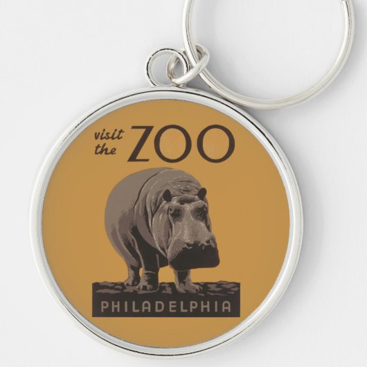 Hippotamusヴィンテージhippo zoo poster wpa キーホルダー (正面)