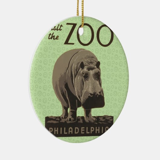Hippotamusヴィンテージhippo zoo poster wpa セラミックオーナメント (右)