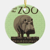 Hippotamusヴィンテージhippo zoo poster wpa セラミックオーナメント (正面)