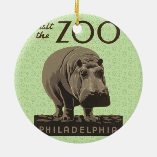 Hippotamusヴィンテージhippo zoo poster wpa セラミックオーナメント (裏面)