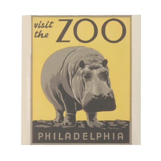 Hippotamusヴィンテージhippo zoo poster wpa ノートパッド (正面)
