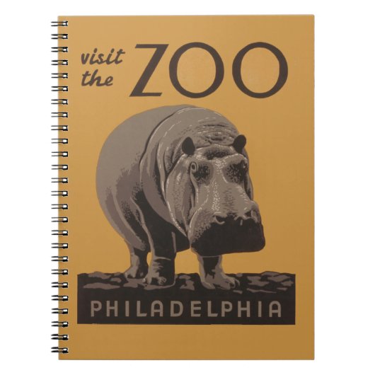 Hippotamusヴィンテージhippo zoo poster wpa ノートブック (正面)