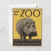 Hippotamusヴィンテージhippo zoo poster wpa ポストカード (正面/裏面)