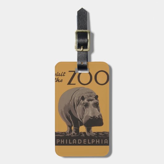 Hippotamusヴィンテージhippo zoo poster wpa ラゲッジタグ (正面縦)
