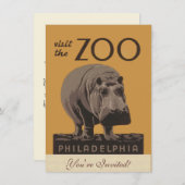 Hippotamusヴィンテージhippo zoo poster wpa 招待状 (正面/裏面)