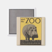 HippotamusヴィンテージWPA動物園ポスターフィラデルフィア マグネット (正面/裏面)