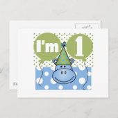 Hippotamus 1st誕生日Tシャツとギフト ポストカード (正面/裏面)