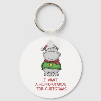 Hippotamus for Christmas – かわいいHippoデザイン キーホルダー
