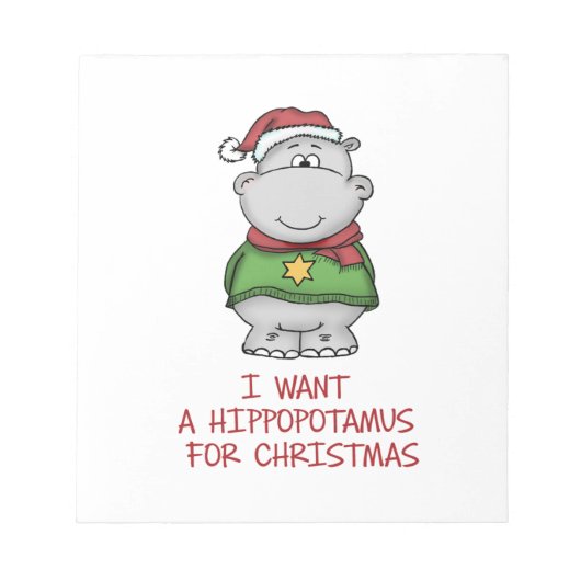 Hippotamus for Christmas – かわいいHippoデザイン ノートパッド (正面)