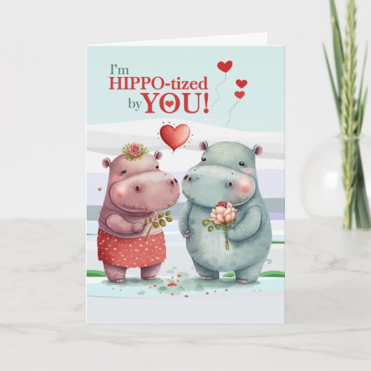 HIPPOtized By You Hippopotamus Valentine's Day シーズンカード (正面)