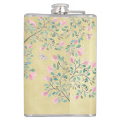 HippyヴァンButterfliesおよび花の金ゴールド フラスク (裏面)