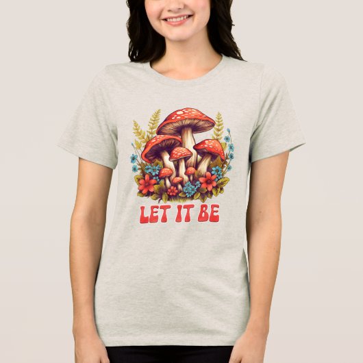 Hippy Boho Mushroom – 60s 70s Fashion トライブレンドＴシャツ (正面)