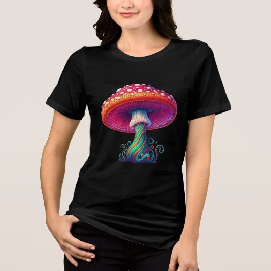 Hippy Boho Mushroom – 60s 70s Fashion トライブレンドＴシャツ (正面)