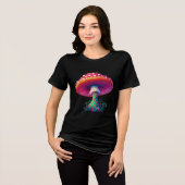 Hippy Boho Mushroom – 60s 70s Fashion トライブレンドＴシャツ (正面全面)