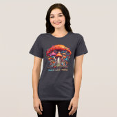 Hippy Boho Mushroom Peace Love Vegan トライブレンドＴシャツ (正面全面)