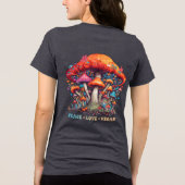 Hippy Boho Mushroom Peace Love Vegan トライブレンドＴシャツ (裏面)