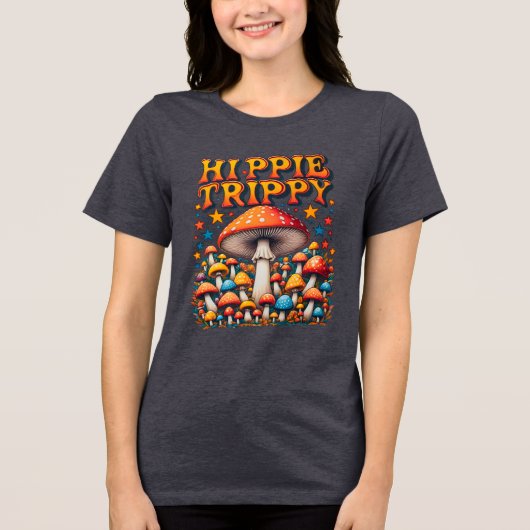 Hippy Boho Mushroom Peace Trippy トライブレンドＴシャツ (正面)
