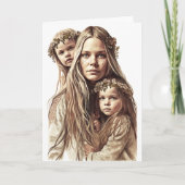 Hippy Mother & Twin Mothers, Mothers Day Card カード (正面)