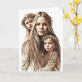 Hippy Mother & Twin Mothers, Mothers Day Card カード