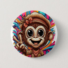 "Hippy Peace Monkey" Button 缶バッジ