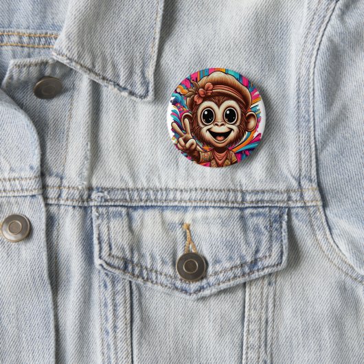 "Hippy Peace Monkey" Button 缶バッジ (インサイチュ)