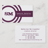 Hipsterモダン Business Card、Violet 名刺 (正面/裏面)
