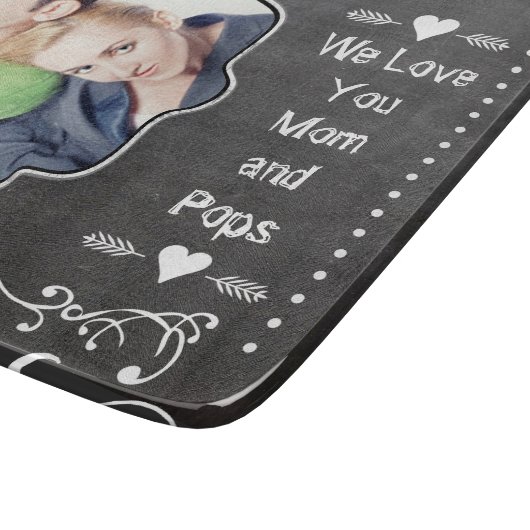 Hipster家族の写真Chalkboard We Love You カッティングボード (角)