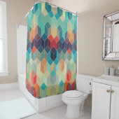 Hipster幾何学的キューブ：レトロなモザイクの背景。 シャワーカーテン (インサイチュ)