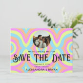 Hipster カラフル Two写真テンプレート日付を保存 セーブザデート (スタンド正面)