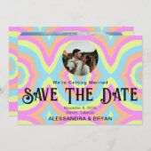 Hipster カラフル Two写真テンプレート日付を保存 セーブザデート (正面/裏面)