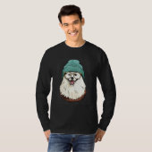 Hipster American Eskimo Animal Wearing Sunglasses Tシャツ (正面フル)