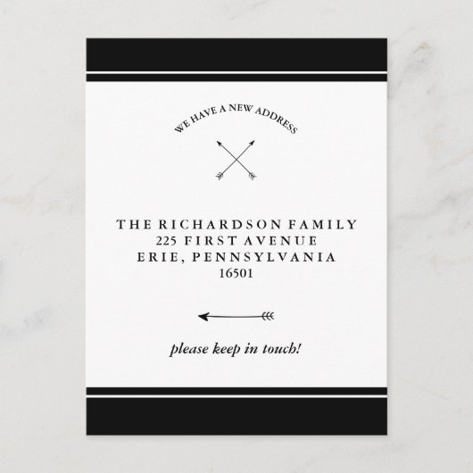 Hipster Arrowsアドレスの白黒の変更 案内ポストカード (正面)