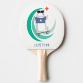 Hipster Bearスケートボーダー任意の名前 卓球ラケット (正面)