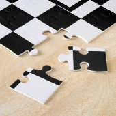 Hipster Bear on B&Wチェッカーボードパーソナライズされた, ジグソーパズル (側面)