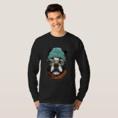 Hipster Boston Terrier Animal Wearing Sunglasses D Tシャツ (正面フル)