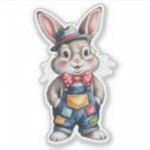 Hipster Bunny Boy Baby Shower シール (正面)