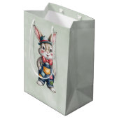 Hipster Bunny Boy Baby Shower ミディアムペーパーバッグ (裏面アングル)