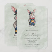 Hipster Bunny Boy Baby Shower 招待状 (正面/裏面)