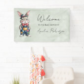 Hipster Bunny Boy Baby Shower Gift Welcome Sign  横断幕 (インサイチュ)