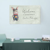 Hipster Bunny Boy Baby Shower Gift Welcome Sign  横断幕 (トレードショー)