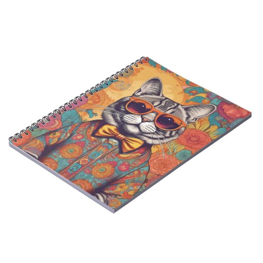 Hipster Cat Spiral Photo Notebook ノートブック (左側)