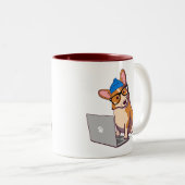 Hipster Corgi 2 (文字なし) ツートーンマグカップ (正面右)