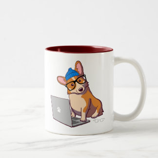 Hipster Corgi 2 (文字なし) ツートーンマグカップ